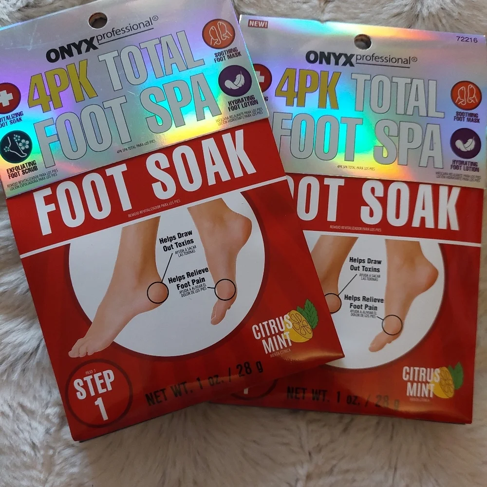 Lot Of 2 New 4 Pk Total FOOT Spa Onyx Citrus MINT Mask Therapy
